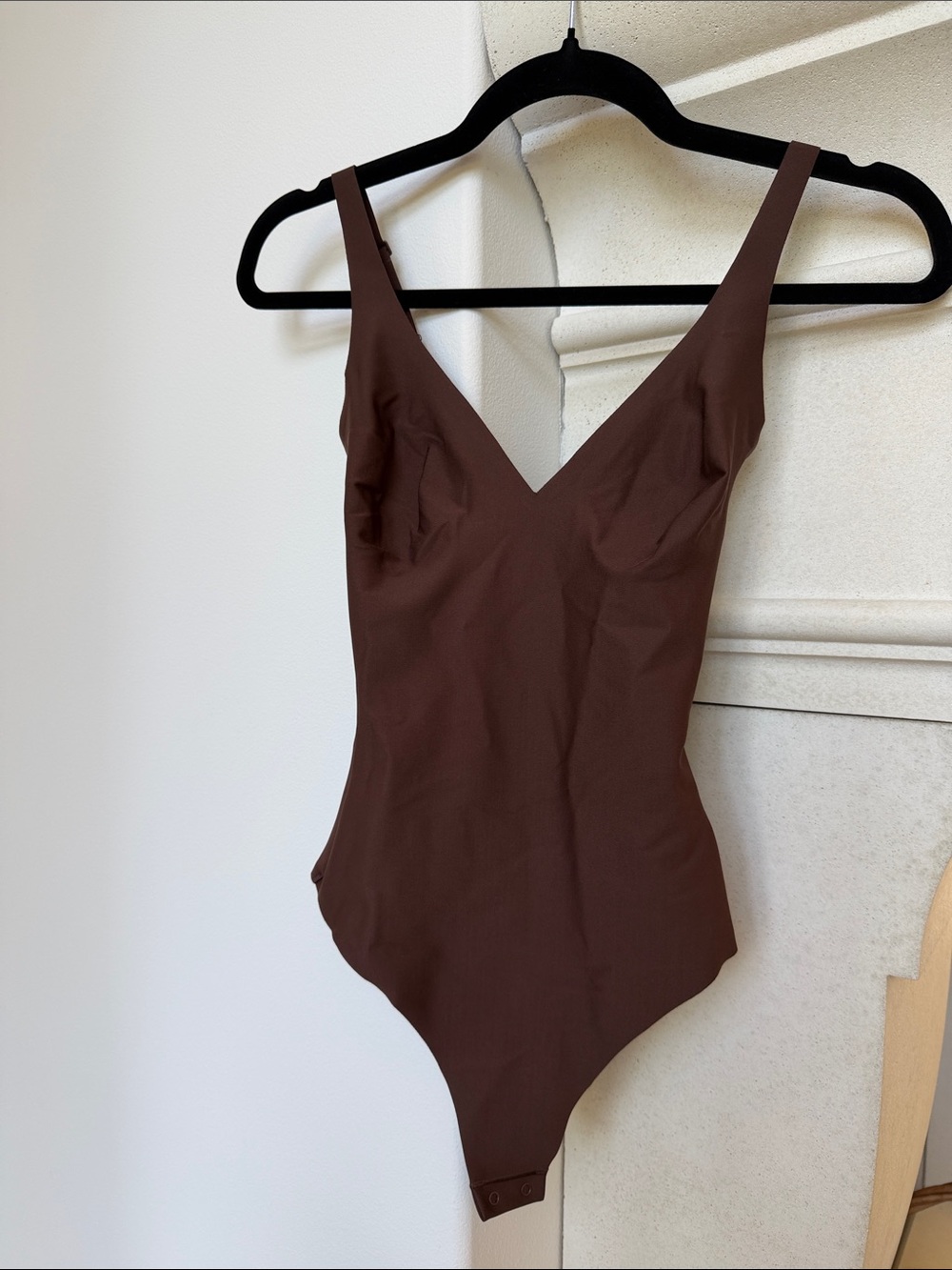 Skims plunge bodysuit brown